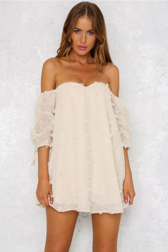 Off Shoulder Short Sleeves Short Dress