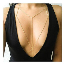 VITORIA'S GIFT Simple Women Body Jewelry Handmade Chain Tassel Chest Chain: Clothing