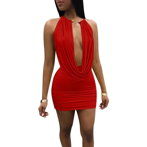 V-neck Halter Short Club Party Dress