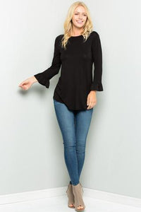 Bell Sleeve Black Top