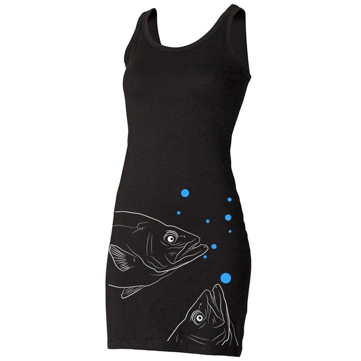 Fish vest dress, black