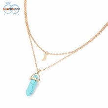 Copy of SUSENSTONE Women Multilayer Irregular Crystal Opals Pendant Necklace Choker Chain