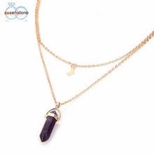 Copy of SUSENSTONE Women Multilayer Irregular Crystal Opals Pendant Necklace Choker Chain